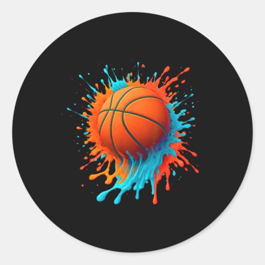 Retro Sketll Players Lovers Sports Team Boys Kids  ラウンドシール (正面)