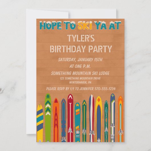 Retro Ski Lodge Any Occasion Custom Party 招待状 (正面)