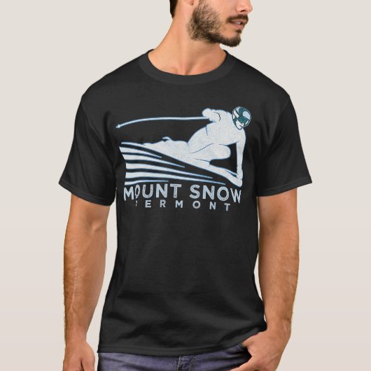 Retro Ski Mount Snow VT Illustration Vintage Tシャツ (正面)