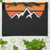 Retro Skiing キッチンタオル (折り畳み)