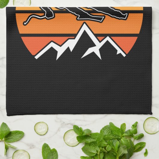 Retro Skiing キッチンタオル (折り畳み)