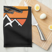 Retro Skiing キッチンタオル (四つ折り)