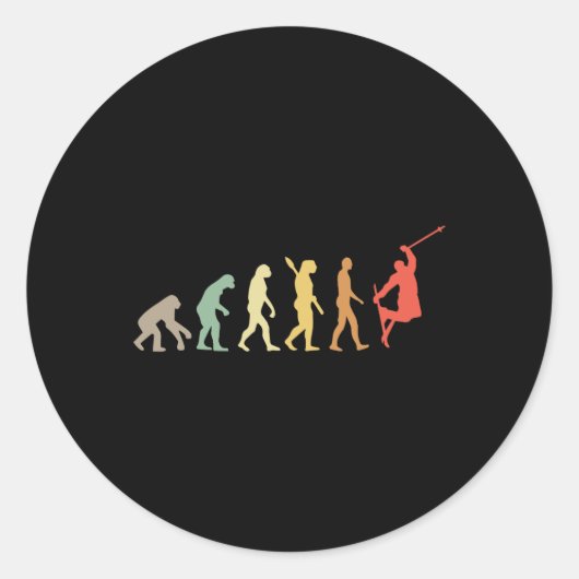 Retro Skiing Evolution For Skiers Skiing Season  ラウンドシール (正面)
