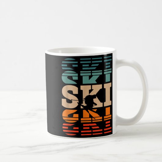 Retro skiing ski  コーヒーマグカップ (右)