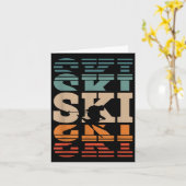 Retro Skiing Ski _1  カード (黄色い花)