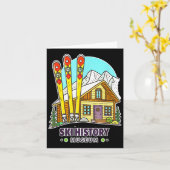 Retro Skiing Ski History Museum And Mountain Cabin カード (黄色い花)