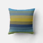 Retro Sky Blue & Ochre Horizontal Stripes クッション (裏面)