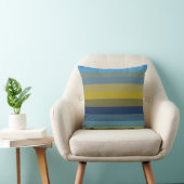 Retro Sky Blue & Ochre Horizontal Stripes クッション (椅子)