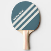 Retro Slate Gray Three Angled Striping with Name 卓球ラケット (裏面)