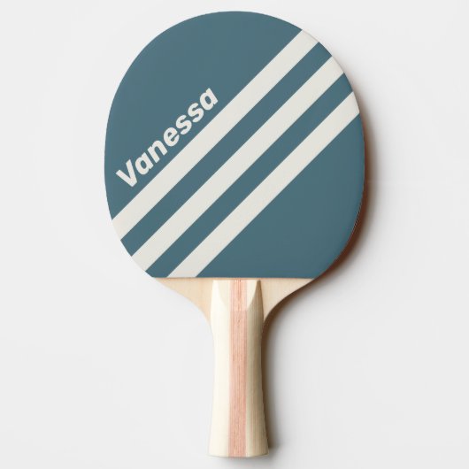 Retro Slate Gray Three Angled Striping with Name 卓球ラケット (裏面)