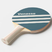 Retro Slate Gray Three Angled Striping with Name 卓球ラケット (正面アングル)