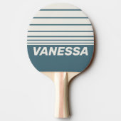 Retro Slate Gray Three Horizon Striping with Name 卓球ラケット (裏面)