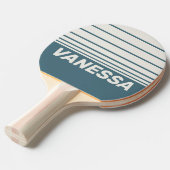 Retro Slate Gray Three Horizon Striping with Name 卓球ラケット (正面アングル)