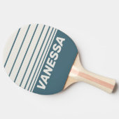 Retro Slate Gray Three Horizon Striping with Name 卓球ラケット (横)