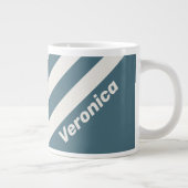 Retro Slate Gray Three Stripes with Name ジャンボコーヒーマグカップ (右)