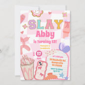 Retro Slay Aesthetic Tween Patch Party Birthday 招待状 (正面)