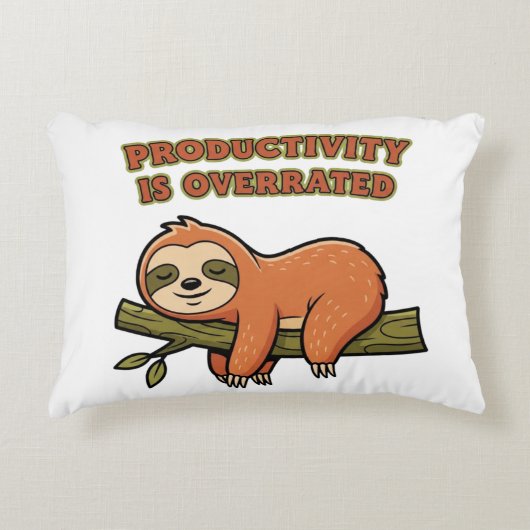 Retro Sloth Anti Productivity Rectangular Pillow アクセントクッション (正面)