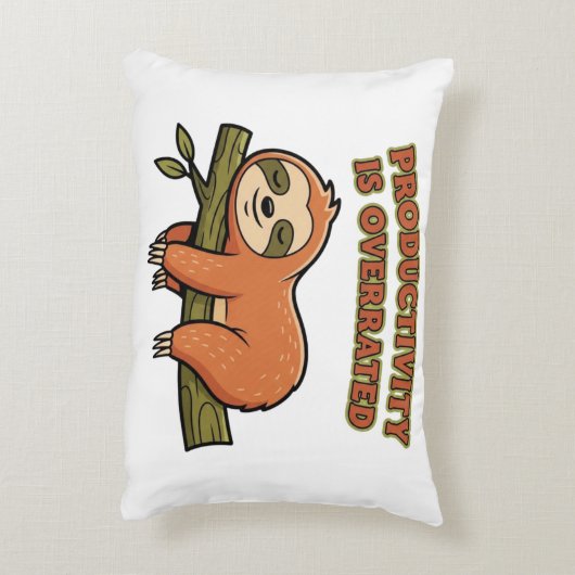 Retro Sloth Anti Productivity Rectangular Pillow アクセントクッション (裏面(縦))