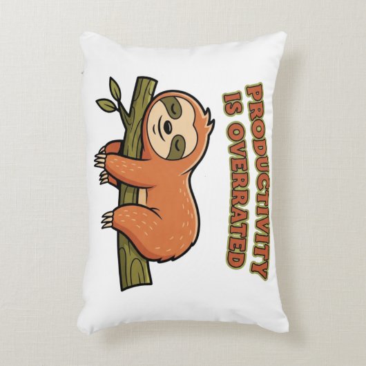 Retro Sloth Anti Productivity Rectangular Pillow アクセントクッション (正面(垂直))