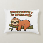 Retro Sloth Anti Productivity Rectangular Pillow アクセントクッション (裏面)
