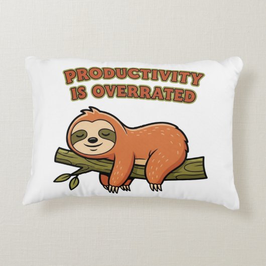Retro Sloth Anti Productivity Rectangular Pillow アクセントクッション (裏面)