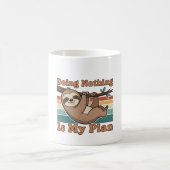 Retro Sloth Doing Nothing White Coffee Mug コーヒーマグカップ (中央)