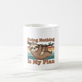 Retro Sloth Doing Nothing White Coffee Mug コーヒーマグカップ