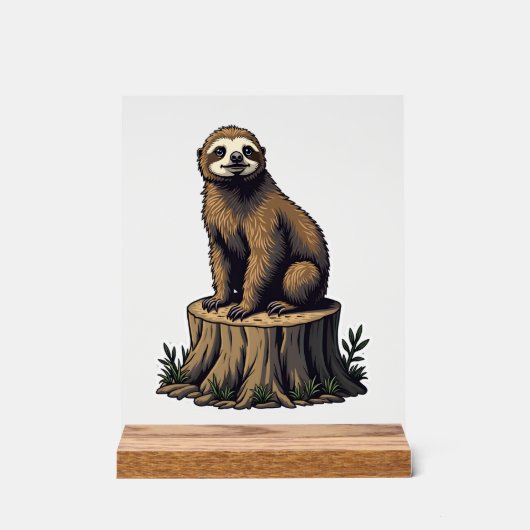 Retro Sloth Engraving Wildlife Shirt (3) アクリルサイン (正面)