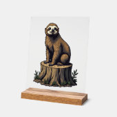 Retro Sloth Engraving Wildlife Shirt (3) アクリルサイン (傾斜)