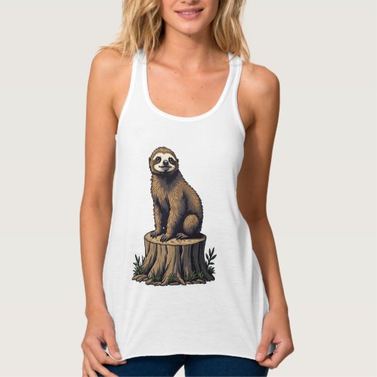 Retro Sloth Engraving Wildlife Shirt (3) タンクトップ (正面)