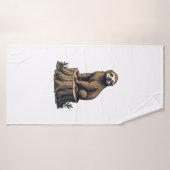 Retro Sloth Engraving Wildlife Shirt (3) バスタオル (バスタオル)
