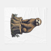 Retro Sloth Engraving Wildlife Shirt (3) フリースブランケット (正面(横))