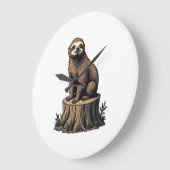 Retro Sloth Engraving Wildlife Shirt (3) ラージ壁時計 (傾斜)
