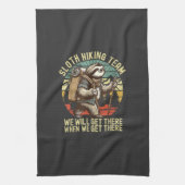 Retro Sloth Hiking Team We'll get There When we ge キッチンタオル (縦)