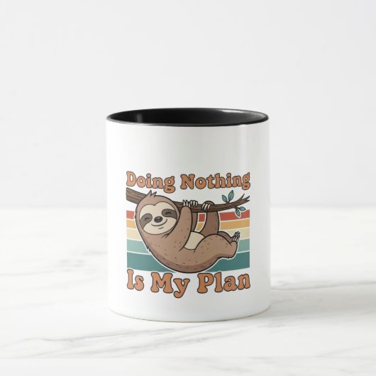 Retro Sloth Lazy Humor Color Inside Mug マグカップ (中央)