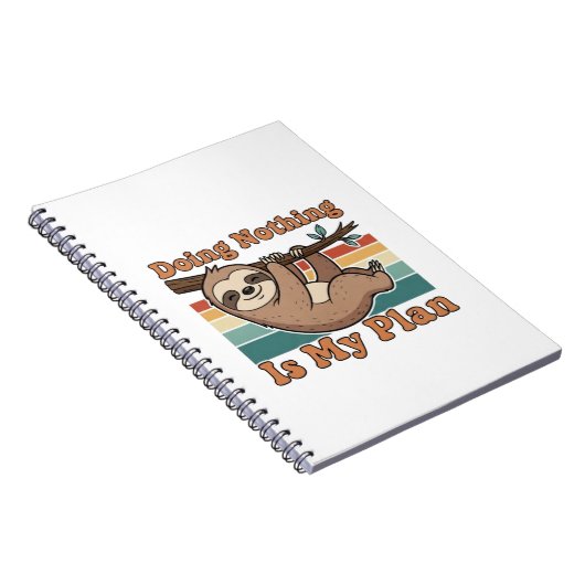 Retro Sloth Lazy Quote Lined Notebook ノートブック (右側)