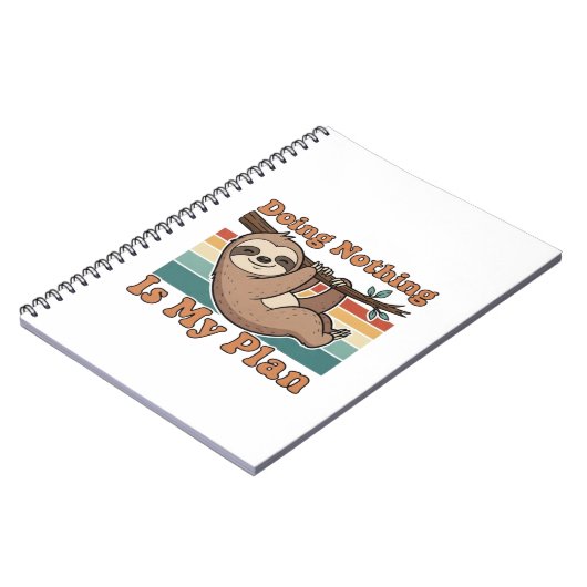 Retro Sloth Lazy Quote Lined Notebook ノートブック (左側)