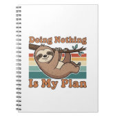 Retro Sloth Lazy Quote Lined Notebook ノートブック (正面)