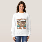 Retro Sloth Lazy Quote Women’s Sweatshirt スウェットシャツ (正面フル)