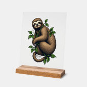 Retro Sloth Line Art Vintage Tee (4) アクリルサイン (傾斜)