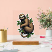 Retro Sloth Line Art Vintage Tee (4) アクリルサイン (ウェディング)