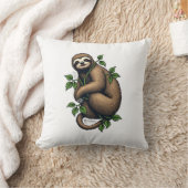 Retro Sloth Line Art Vintage Tee (4) クッション (ブランケット)