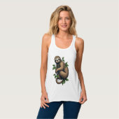 Retro Sloth Line Art Vintage Tee (4) タンクトップ (正面フル)