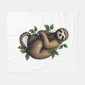 Retro Sloth Line Art Vintage Tee (4) フリースブランケット (正面(横))