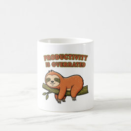 Retro Sloth Productivity Humor White Mug コーヒーマグカップ