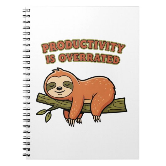 Retro Sloth Productivity Is Overrated Lined Notebo ノートブック (正面)