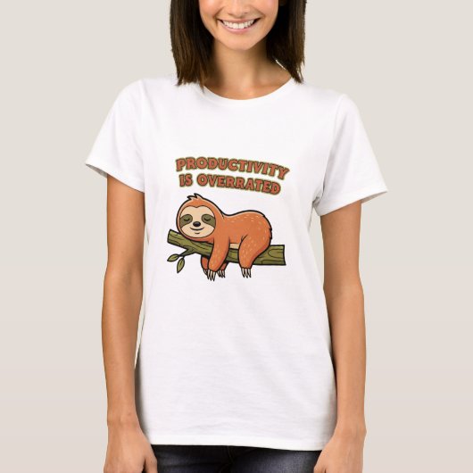Retro Sloth Productivity Is Overrated Women’s T-Sh Tシャツ (正面)