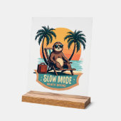 Retro Sloth Vacation Shirt Funny Tropical Relax De アクリルサイン (傾斜)