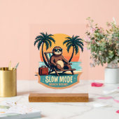 Retro Sloth Vacation Shirt Funny Tropical Relax De アクリルサイン (ウェディング)