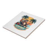 Retro Sloth Vacation Shirt Funny Tropical Relax De タイル (側面)